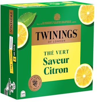 Twinings Thé Vert Citron 100 Sachets | Thé vert aux notes fraîches et citronnées pour une dégustation équilibrée au quotidien, à boire chaud ou froid