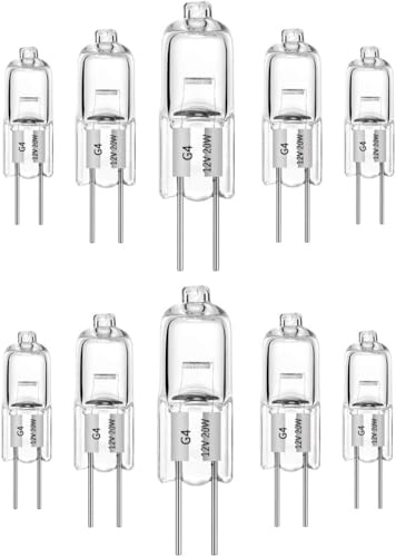 Générique X 10 - Ampoules Halogènes G4 20W 12V, Blanc Chaud 2700K, Capsule Transparente à Intensité Variable, Base 2 Broches, 10 Pièces