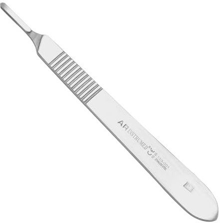 AR INSTRUMED Standard Scalpel Handle NO.3, Stainless Steel Handle, Fits on Numbers 6-16, Perfect for Hobby Arts, Crafts, and Grafting Tool