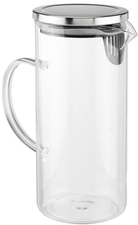 Bambelaa! Jarra de agua de vidrio boroslicado para frigorífico, jarra de agua, jarra de agua de cristal con tapa de acero inoxidable, jarra de cristal, jarra de cristal, resistente al calor, para