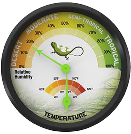 BESTOMZ High Precision Analog Reptile Thermometer Hygrometer for Gecko and Turtle Tank, Mini Mechanical Temperature and Humidity Gauge without Battery, Reusable Terrarium Monitor for Pet