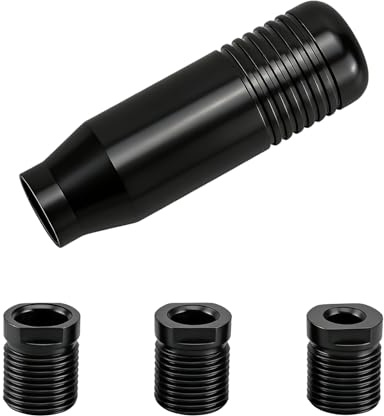 Auto Schaltknauf,Auto-Schalthebelknopf,Aluminiumlegierungs Auto Schalthebel | Manuell Schaltknüppel 8.5cm,Universal Ersatz Schalthebel Griff Schaltkop mit 3 Adaptern für Meisten Kraftfahrzeuge (Schwarz)