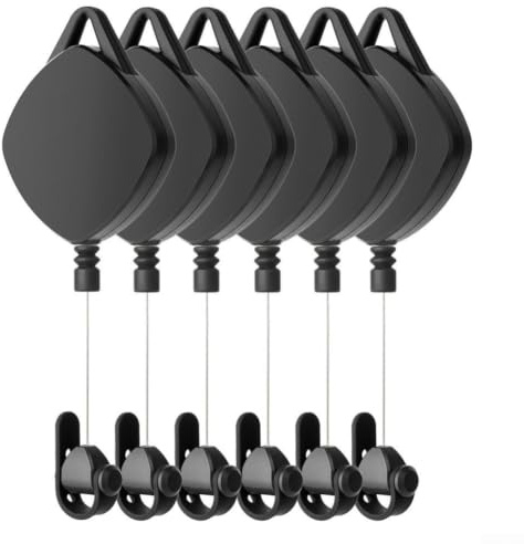 ABS för vr kabelorganiserare teleskopsladd 71 tums räckvidd ABS (svart (6 st))
