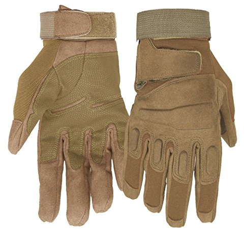 Mimicool Herren Outdoor-Handschuhe Full Finger Military Tactical Handschuhe Anti-Rutsch Verschleißbeständige Fahrrad-Radfahren Motorrad-Handschuhe (Brown, L)