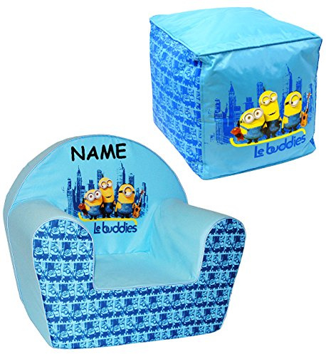 alles-meine.de GmbH 2 TLG. Set Kindersofa/Kindersessel & Sitzsack - Minnion - Ich einfach unverbesserlich - incl. Name - kleines Sofa - für 1 bis 3 Jahre - Sessel/Kinde..