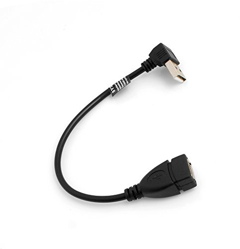 SYSTEM-S USB Kabel 2.0 Typ A (male) 90° gewinkelt Aufwärts Winkel auf USB 2.0 Typ A (female) Ladekabel Datenkabel Verlängerungskabel 20 cm