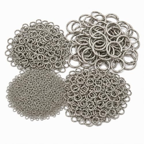 Perlin 1000stk Ösen Binderinge Biegeringe Altsilber Öse 5mm 8mm 10mm 12mm Verbinder Offen Ringe Verbindungsringe Kettenzubehör Schmuckteile Basteln Set DIY M84