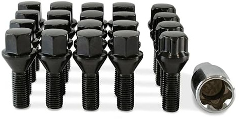 16 x Black Wheel Bolts & 4 Locking Nuts for BMW Z3 with Genuine & Aftermarket Alloy Wheels - 16BM17B+B17B187