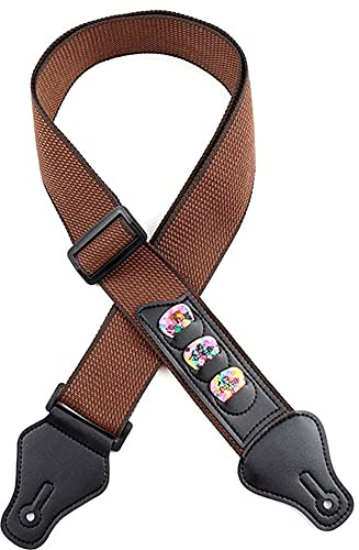 Cintura per Basso, Tracolla per Chitarra Cotone 5 cm di Larghezza e Regolabile da 95 cm a 158 cm con Tasca Porta Plettri per Chitarra per Chitarra Folk Chitarra Acustica Basso Elettrico per Chitarra