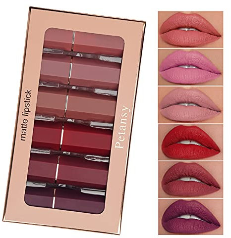 Matte Lipstick Set 6 Colors Nude Moisturizer Smooth Lipstick Long Lasting Waterproof Lipstick Makeup Gift Set