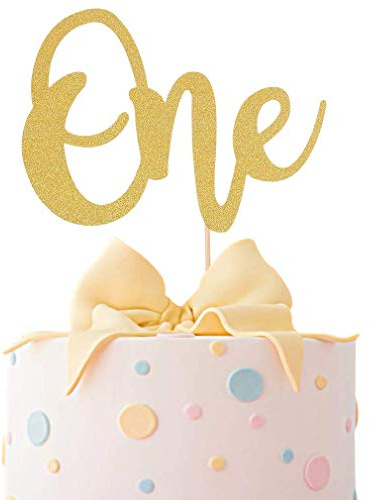 Baby-Kuchenaufsatz zum 1. Geburtstag, einseitiger goldfarbener Glitzer, Tortenaufsatz für den ersten Hochzeitstag, für Fotoautomaten-Requisiten, Party-Kuchenzerschlag-Dekorations-Zubehör (1.