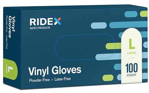 Ridex Disposable Gloves Latex-Free Clear Vinyl Gloves [100-Count] Powder-Free All-Purpose Gloves, Dispenser Box Gloves 100 Pieces - Size Large Glove Medical