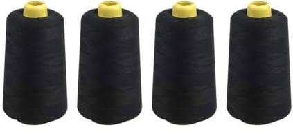 ANCLLO Schwarzer Overlockgarn Nähgarn 4 Konen 914 m, Overlock konen Garn Bastelmaterialien für Nähmaschine,100% Polyester - Nähgarn Set für Overlock Nähmaschinen