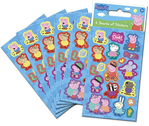 Paper Projects Peppa Pig Partytüten-Aufkleber-Set, Blau, 6 Bögen, offizielles Lizenzprodukt, perfekt als Partytüte oder Strumpffüller, 12,5 cm x 7,5 cm