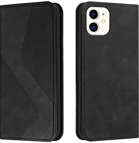 NEXCURIO Handy Hülle für Apple iPhone 11 Handyhülle mit Kartenfäch Klapphülle Klappbar Schutzhülle Leder Flip Wallet Case Cover Tasche Handytasche Stoßfeste - Schwarz