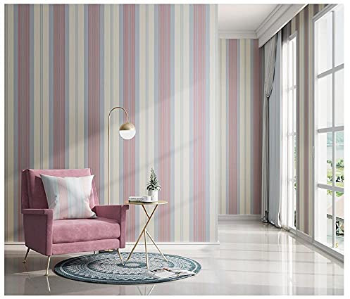 ZZDXL Tapeten Rosa Vertikale Streifen Tapete Vliestapete 10 M X 0,53 M,3D Tapete Für Schlafzimmer Wohnzimmer Oder Küche,Modern Klassisch Elegance Tapete Kinderzimmer,Wandtapete Jungen Mädchen