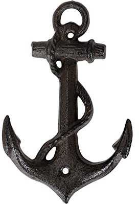 RiloStore Garderobe ANKER 17x10cm Haken Wandhaken Hakenleiste maritim dunkelbraun Deko Metallanker