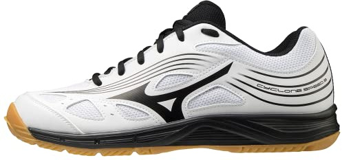 Mizuno Womens Cyclone Speed 3 Junior Shoe - White-Black, White/Black, 2 Big Kid US