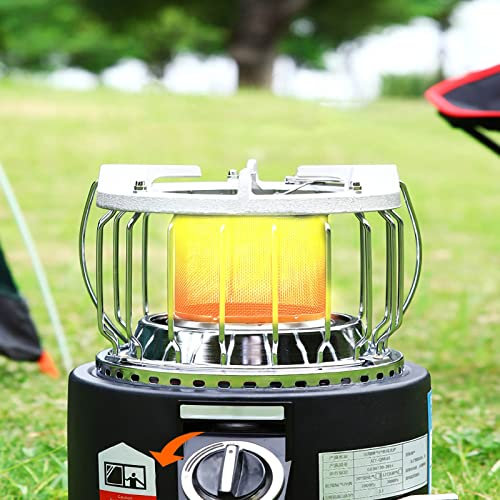 2 in 1 Camping Outdoor Propane Heater & Stove, Camping Gas Heater, 1.3kw Portable Gas Heater Outdoor Camping Fishing Caravan Outdoor Party (Color : Black)