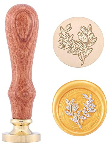 Mogokoyo Vintage-Stil Rosenholz Wachs Siegelstempel Pflanzen Wachssiegel Stempel Dekorativer Siegel Petschaft Holzgriff für Hochzeit Brief Valentinstag (Eukalyptus)