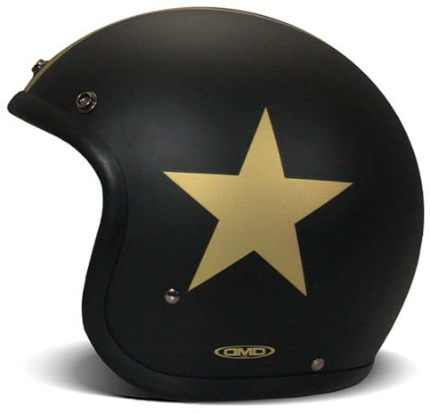 DMD Vintage Star Black Gold Open Face Helm Jethelm Motorradhelm, XL