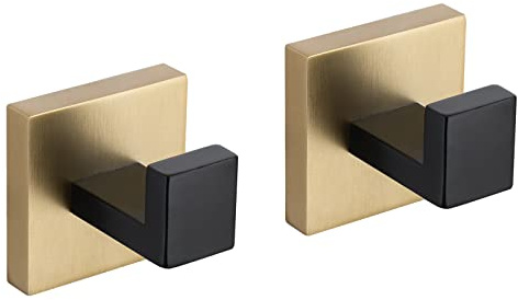 TURS Handtuchhaken Handtuch Kleiderhaken Halter Edelstahl Handtuchhaken Matt Schwarz+Gold 304 Edelstahl Wandmontage Badezimmer Handtuchstange Badetuchhalter Bad WC Küche