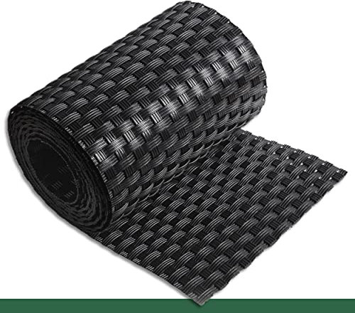 255 x 19 cm Rattan Privacy Screen Strips for Double Rod Mat Fence, 9 Colours to Choose From, Wind Protection (Black)