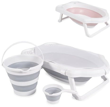 Cangaroo Badewannen-Set Hawaii 4-teilig faltbar Wasserablauf Ablagefächer Netz grau