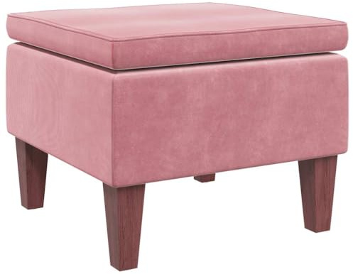 vidaXL Hocker, Sitzhocker Fußhocker mit Holzbeinen, Polsterhocker Fußbank für Wohnzimmer Schlafzimmer Flur, Fußstütze Ottomane, Modern, Rosa Samt