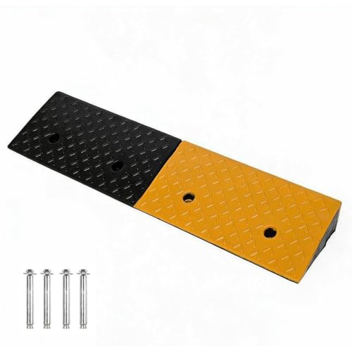uyoyous Bordsteinrampe 10cm hoch Gummi Auffahrtrampe Bordsteinkanten-Rampe | Schwellenrampe Gummirampe Autorampe mit Befestigungs-Set Türschwellenrampe für Auto Motorrad Roller Gehwege, 100x25x10 cm