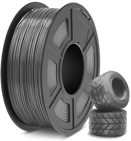SUNLU TPU 3D Drucker Filament, 1KG Hochgeschwindigkeits 95A Filament 1.75mm, Flexibel für Schnellen Druck, Maßgenauigkeit +/-0.03mm (Grau)