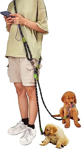 Guinzaglio per cani a mani libere, 2,3 m, corda a tracolla riflettente per cani di taglia grande, media e piccola, camminata, jogging e corsa (nero, cane da traino)