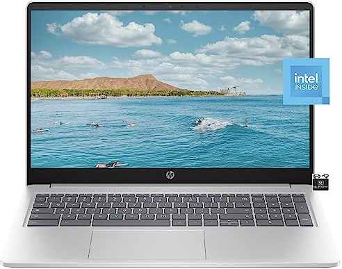 HP Chromebook Laptop Student Business (modello 2023), display HD da 15,6 pollici, processore Intel N200 quad-core (fino a 3,7 GHz), 8 GB di RAM, 64 GB eMMC, webcam HD, WiFi, grafica UHD, Chrome OS+