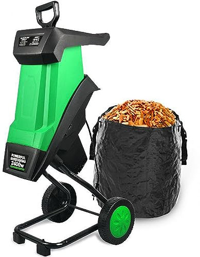 LBMED Electric Garden Shredder, 2400W Electric Wood Chipper with 50L Collection Bag, 4500rpm/min No-load Speed and 39mm Cutting Diameter, Good Crushing Effect, for Sanitation Worker
