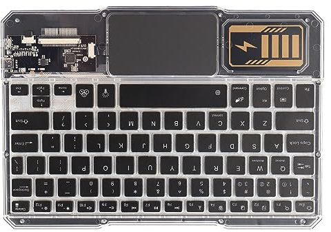 Sxhlseller Tastiera BT Tastiera per Computer Wireless, Tasti Funzione Multimediali, Tastiera Trasparente Ricaricabile con Retroilluminazione a 7 Colori per Laptop PC Win Mac (Black)