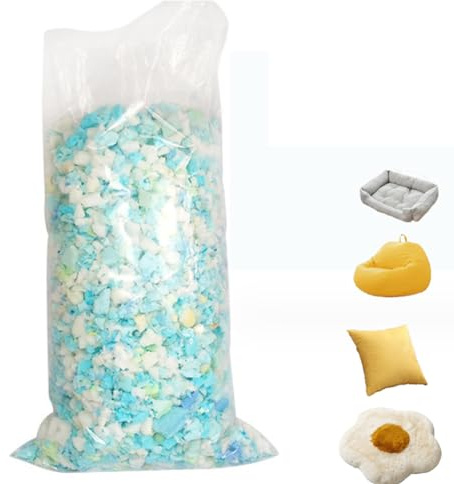 PIURUF Relleno de espuma viscoelástica triturada real que renueva tus artículos queridos, relleno de puf de manualidades, espuma fría no es fácil de acumular, multicolor y forma (7.1 oz))