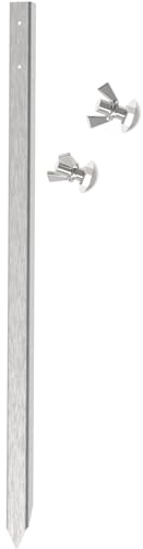 Edelstahlpfosten mit Wunschtextschild bis 17 ZEICHEN aus Aluminium geprägt mit Reflektorfolie in Normgröße 52 x 11 cm (Einschlagpfosten)