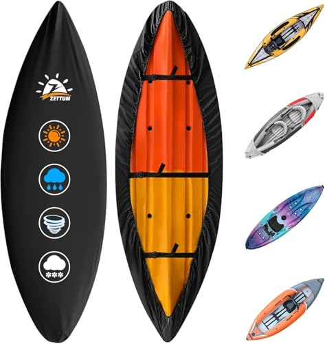 Zettum Copertura per Kayak 3.7M - Oxford PU 600D Copertura per Canoa | Impermeabile Accessori per Kayak Resistenti ai Raggi UV e allo Sbiadimento Adatti a Canoe SUP Barche e Kayak