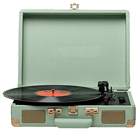 GaRcan Tocadiscos Retro, Gramófono, Tocadiscos Bluetooth Tocadiscos de Vinilo con Altavoces Tocadiscos para Vinilo (Verde Talla única)
