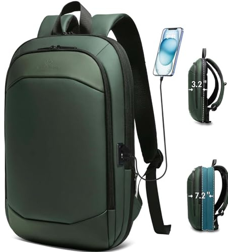 HEROIC KNIGHT Laptop Rucksack Herren 17 Zoll wasserdicht mit USB-Grün | Erweiterbarer Arbeitsrucksack, flugtaugliches Handgepäck, vielseitiger Tagesrucksack für Büro, Uni und Geschäftsreisen