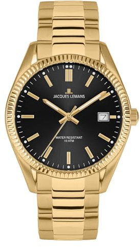 JACQUES LEMANS Herrenuhr Derby Goldfarben/Schwarz 50-3M