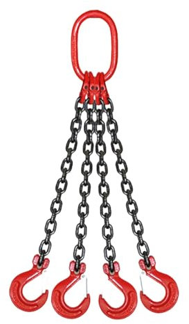 Chaîne de levage, chaînes de levage avec crochets, élingues à chaîne à 4 voies en acier allié G80, élingue à chaîne de levage en acier au manganèse, élingues de jambe de levage avec 4 crochets de sécu