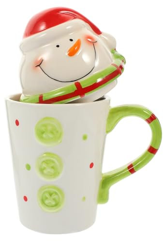 PRETYZOOM Weihnachtsneuheit-becher mit Deckel Ästhetische Teetassen Keramik-kaffeetasse Set mit Festlichem
