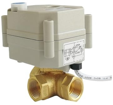 Motorisierte Ventile TF10-BH3-B 3-Wege-Horizontales Rückschlagventil mit elektrischer Abschaltung aus Messing 3/8'' (DN10) AC/DC9V-24V for automatische Steuerung mit Metallgetriebe(L Bore,CR502 Wiring