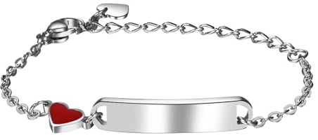 JewelryWe Personligt armband barn baby rostfritt stål högglans polerad figurkedja, barnarmband, babyarmband, armkedja med gravyr för pojke flicka, Trä Läder Trä Snäckskal Läder