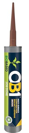OB1 Brown BioBased Multi-Surface Construction Sealant & Adhesive – 46% Bio-Based, Low VOC – Ideal for Sealing, Filling & Sticking – Strong Bond on Wood, Metal, Glass – Durable, Weather & UV Resistant