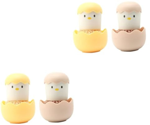 Healeved 4pcs Adorable Cleaning Balls Handle Dish Brush for Thorough Cleaning Made of Stain Removal for Pan Bowl Counter Stove