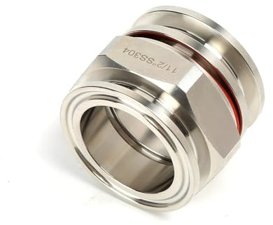 LXYLYX Bulkhead Fittings, SS304 Weldless Bulkhead Fittings 1.5/2 Tri Clamp Kettle Inlet Outlet Homebrew Water Tank Tri Clamp Connector Fittings Silver(Double Clamp 1.5Inch)