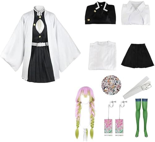 KHHK Anime Demonio Kanroji Mitsuri Disfraz De Cosplay Kimetsu Conjunto De Kimono Adulto Niños Halloween Fiesta De Carnaval, M