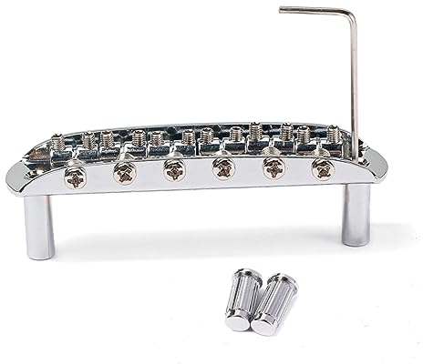 ibasenice Metall-gitarrensteg Gitarren Jazzgitarrensteg mit Top-loading-design und Verstellbarem Saitenhalter Inklusive Schrauben und Mini-schlüssel für Archtop-gitarren Silber